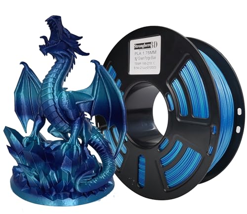 Stronghero3D PLA Filament seidengrün und galaxieblau Vergleich